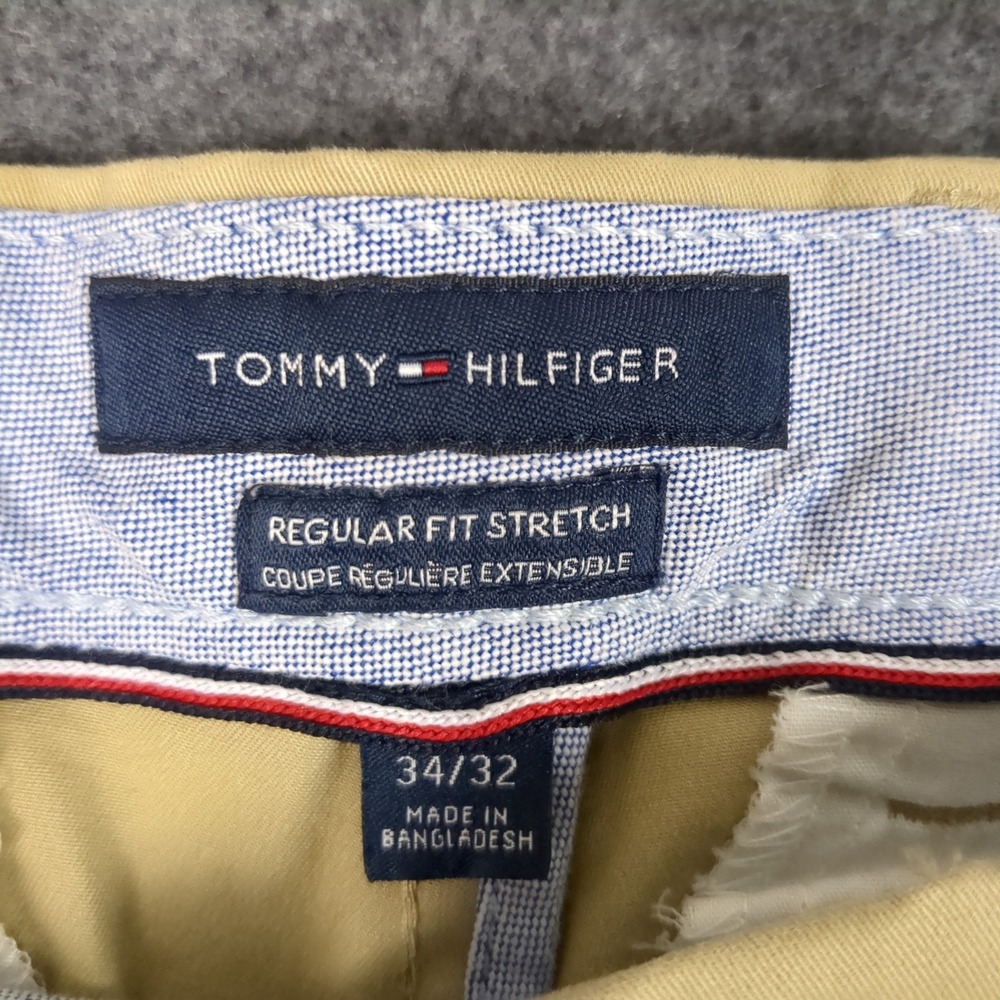 Tommy Hilfiger Mens Regular Fit Stretch Chino Pants Khaki Tan 34x32 Casual Work - Picture 9 of 14